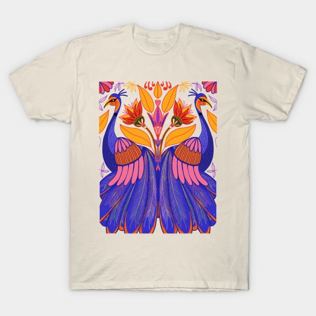 Peacocks T-Shirt by NICHOLACOWDERYILLUSTRATIONS 